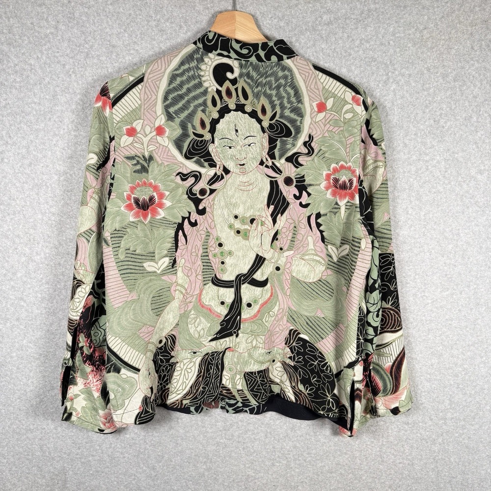 Citron Santa Monica Silk Button Up Womens Medium Petite Vintage Buddha